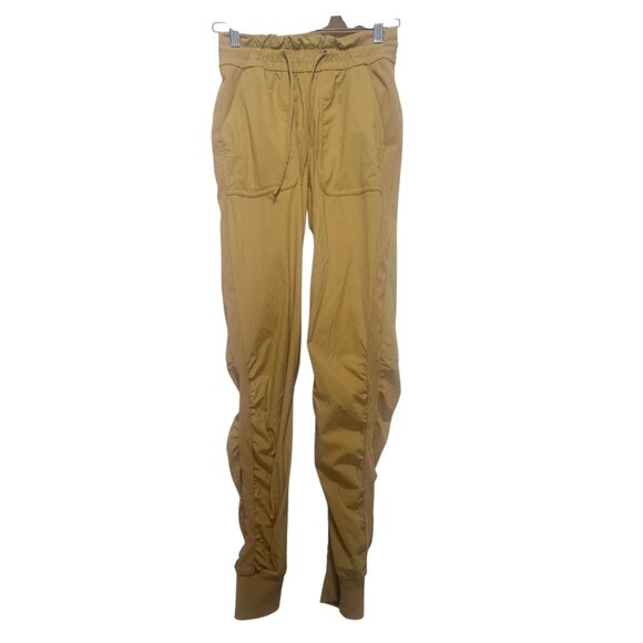 Lululemon Beyond Studio Joggers Pants Womens 2 XXS Brown Mustard Gorpcore Yoga